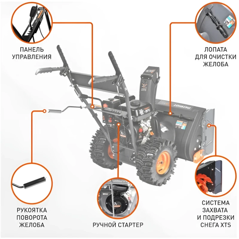 PATRIOT PS 601 снегоуборщик бензиновый 7 л.с, ковш 56 см, выброс 10 м, 5 вперед/2 назад 426108601
