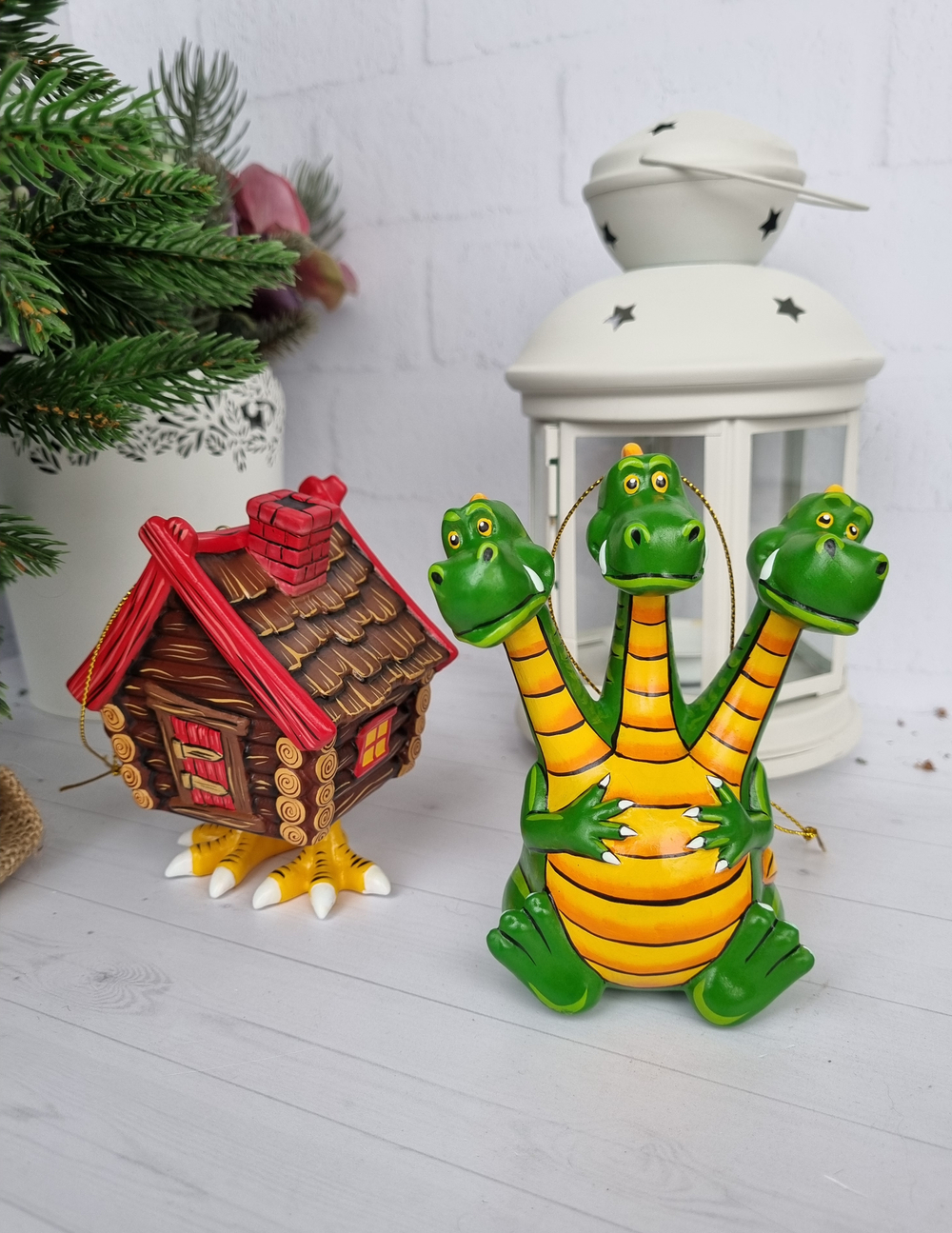 Змей горыныч ёлочная игрушка из фарфора