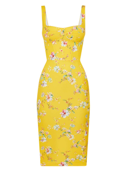 Сарафан корсажный миди с цветочным принтом