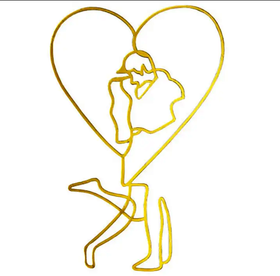 Топпер акриловый силуэт "Влюбленная пара" золотой