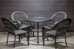 Садовый комплект из искусственного ротанга Мэдисон НЬЮ (Medison NEW) стол круглый D90 + 4 кресла без подушек