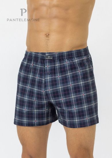 Трусы мужские семейные для больших мужчин Pantelemone PMBB-379, клетка темно-синяя
