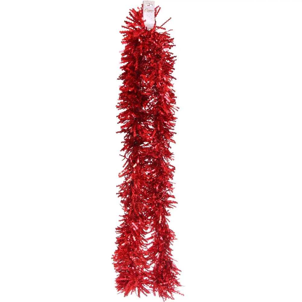 Мишура 2м 15см «Голограмма волна», Красный