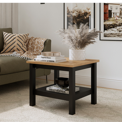 Журнальный стол Хемнэс/Кымор, 55х55х46см, черный/светло-коричневый