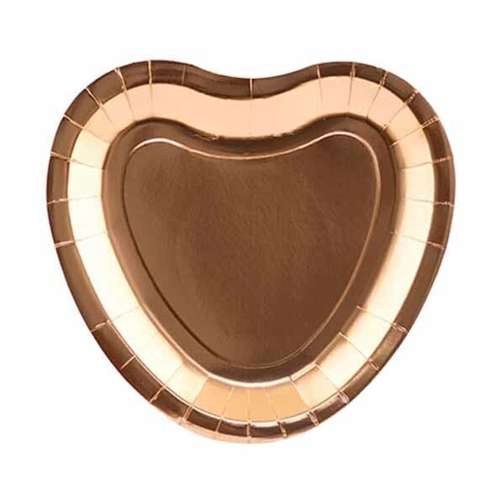 Тарелки Сердце розовое золото, 6 штук
