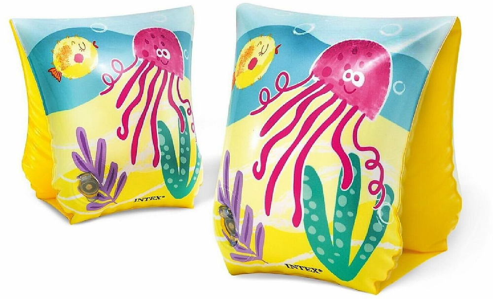 Нарукавники для плавания Рыбки 23х15 см Intex 58652, детские надувные плавсредства для малышей 3-6 лет