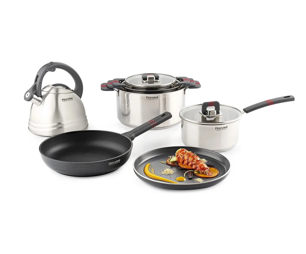 Кастрюля RONDELL RDS-1637 Stripes с крышкой 20 см, 2,8 л стальной