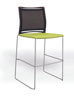 Web стул на полозьях кухонный/барный со спинкой-сеткой