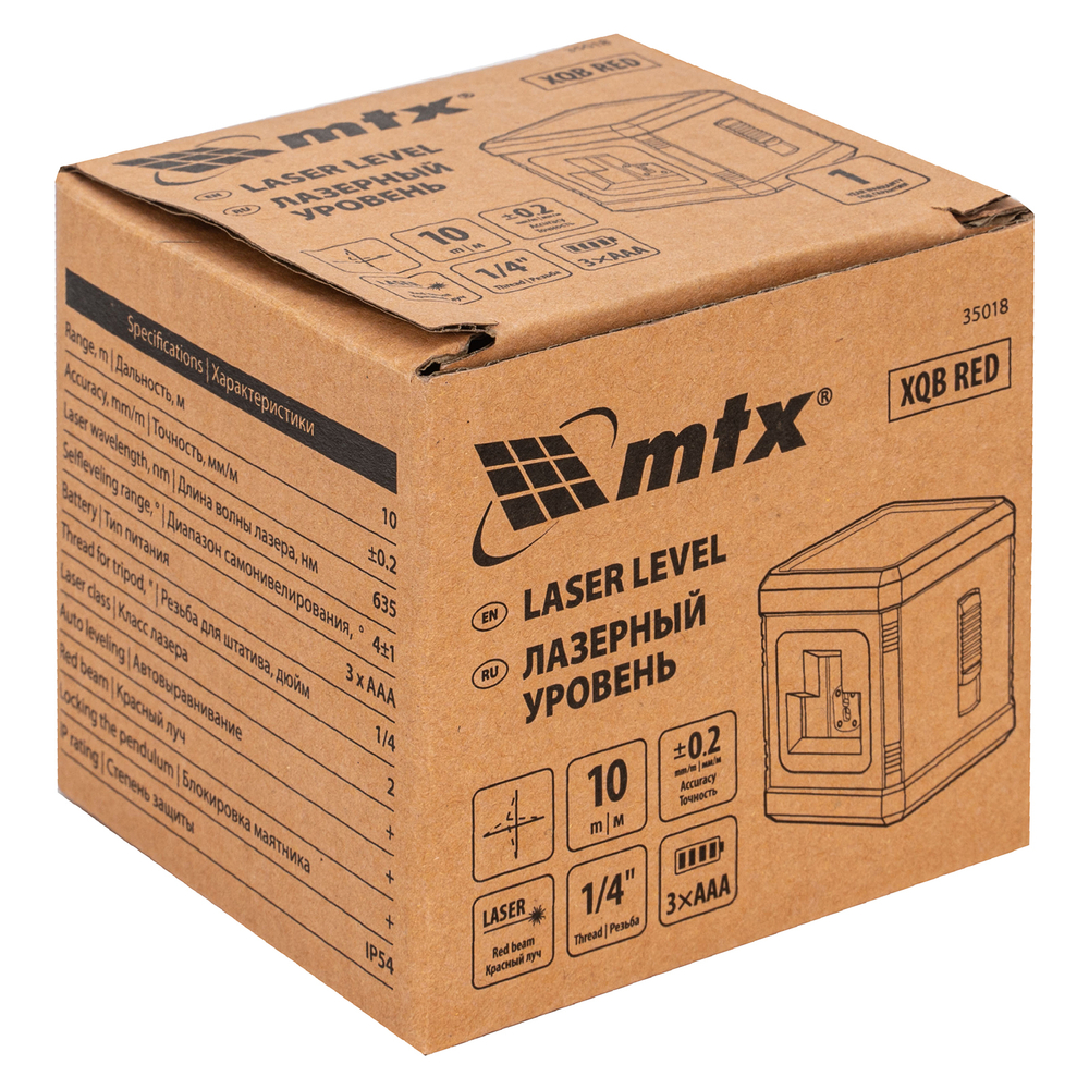MTX Уровень лазерный XQB RED Basic SET 10м красный луч батарейки резьба 1/4"