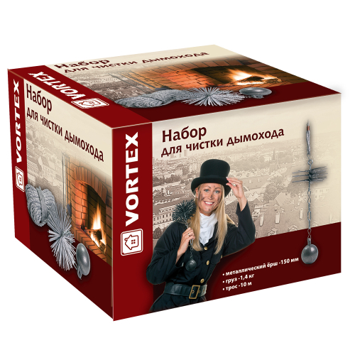 Набор для чистки дымохода Vortex, ерш D 150 мм 62031
