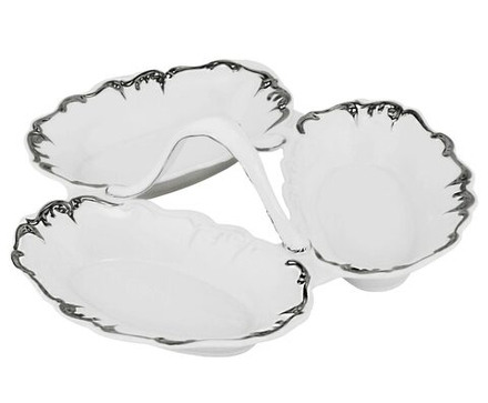 Lenardi 666-386 Менажница 26см ARGENTO в под.уп.(х6)Фарфор