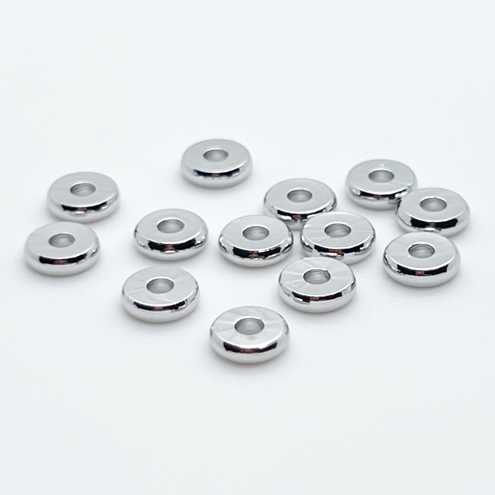 Бусина, цвет серебро (родий), размер 6 мм, цена за 10 шт