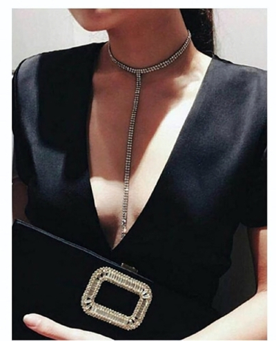 Ошейник с длинной подвеской стразы