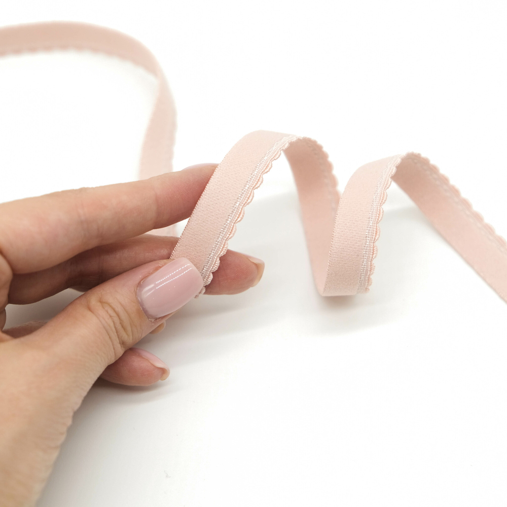 Резинка становая с фестончатым краем ПУДРА, 12мм