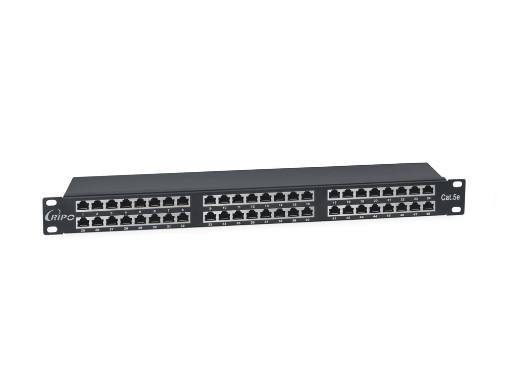 Патч-панель Ripo высокой плотности 19", 1U, 48 портов RJ-45, категория 5e, Dual IDC