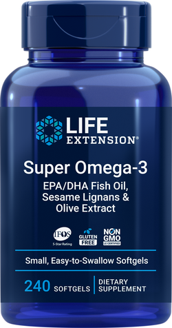Super Omega-3 EPA/DHA Fish Oil, Sesame Lignans & Olive Extract Softgels капсулы Life Extension