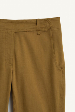 ZARA БРЮКИ ИЗ СМЕСИ ХЛОПКА И ЛЬНА СО СРЕДНЕЙ ПОСАДКОЙ, ХАКИ