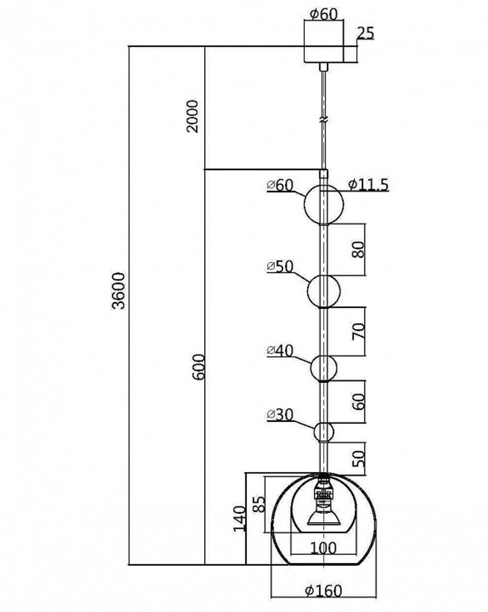 Подвесной светильник Maytoni Ros MOD227PL-01BS