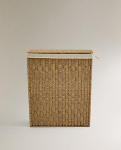 ZARA HOME КОРЗИНА ДЛЯ БЕЛЬЯ С КРЫШКОЙ И РУЧКАМИ, СВЕТЛО-БЕЖЕВЫЙ