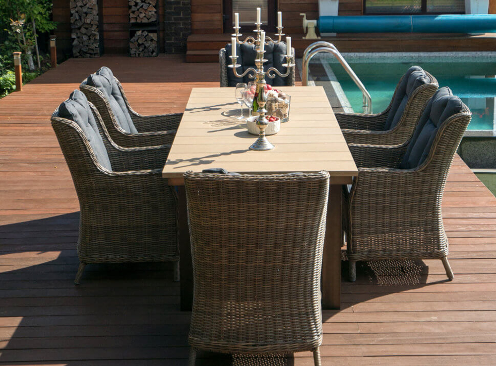 Большой обеденный стол Besta Fiesta ПАРКЛЭНД на 6-8 персон, коричневый