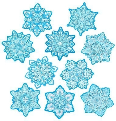 Комплект украшений на скотче 165х195 мм. двухсторон. "Снежинки" (Сфера)
