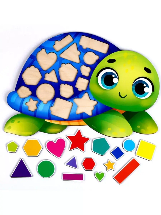 Рамка-вкладыш Учим формы и цвета с черепашкой