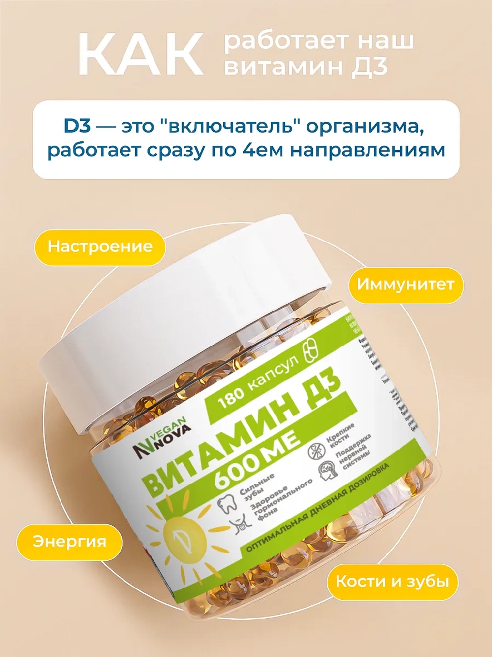 Витамин Д3 600 МЕ (180 капсул)