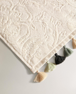 Zara Home - Жаккардовое банное полотенце с кисточками, бежевый, 50х90 см