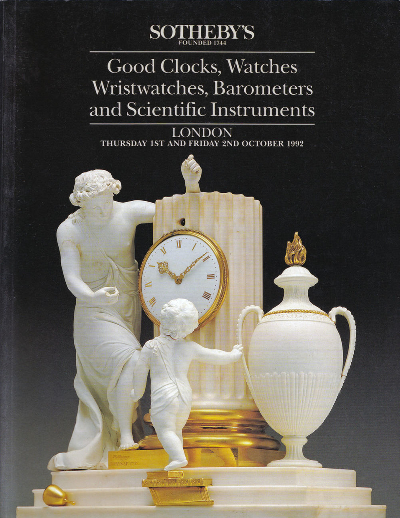Каталог аукциона Sotheby's, Лондон, Часы, барометры и научные приборы от 1 и 2 октября 1992 года