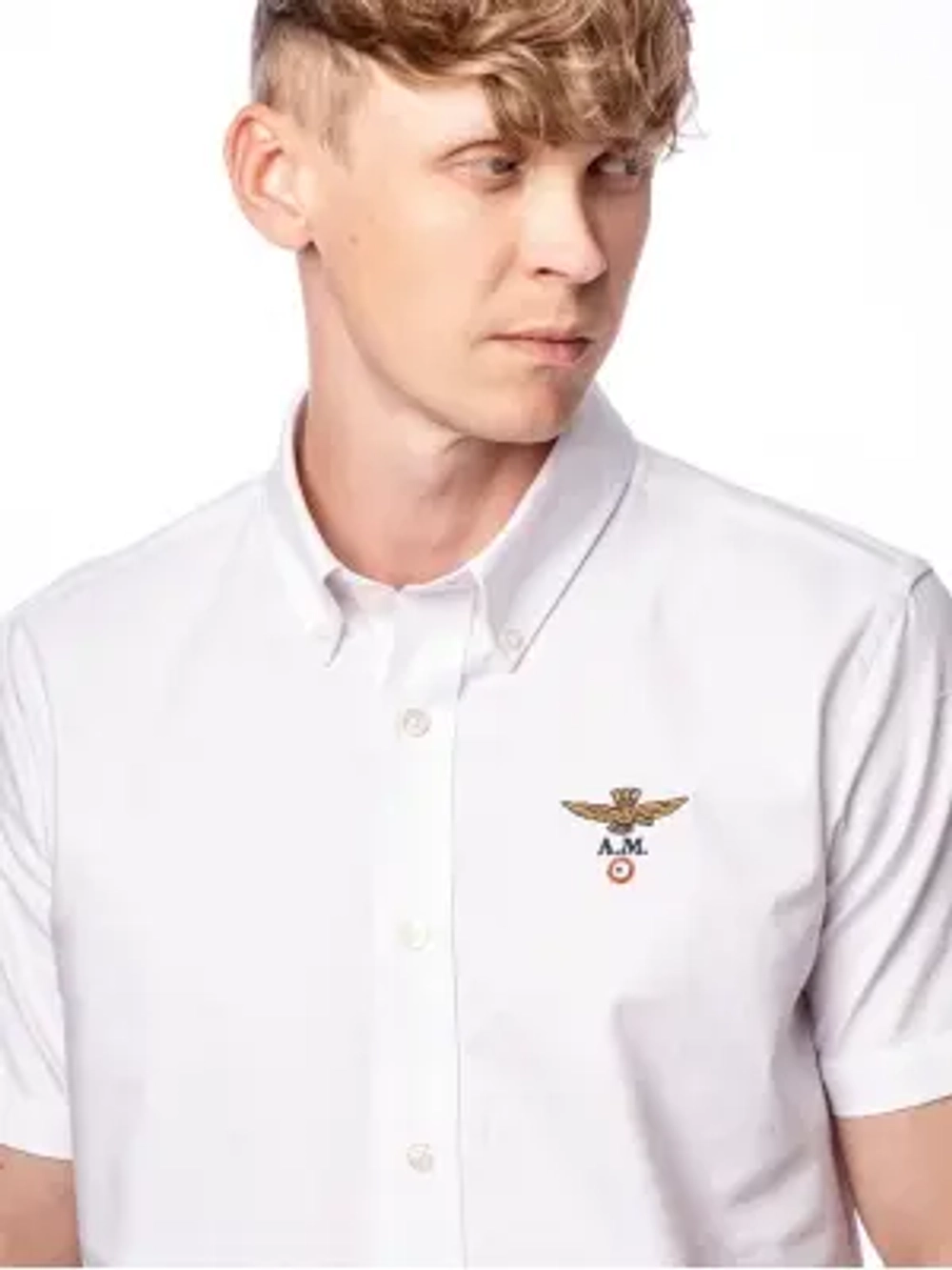 Рубашка муж. AERONAUTICA 1243 белый кор. рукав