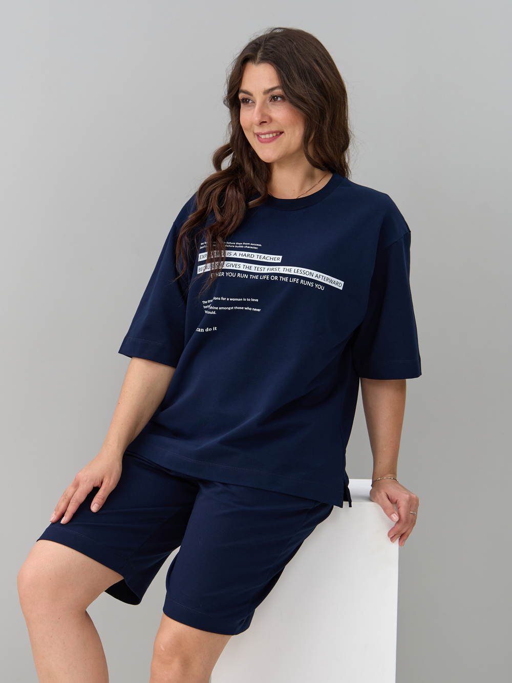 Костюм с шортами КНф-101П/темно-синий