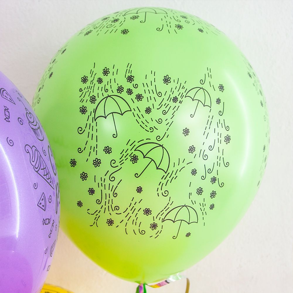 Шар (12"/30 см) С Днем Рождения! (модный паттерн), Ассорти, пастель, 5 ст 25 шт.