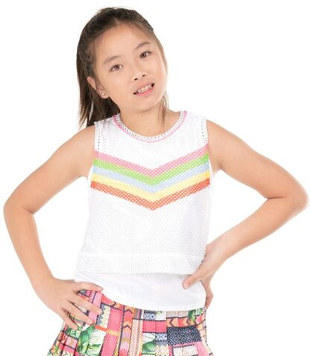 Футболка для девочки Lucky in Love Girls Palm Island Coco Chevron Tank - white