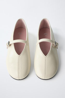 ZARA ЛАКИРОВАННЫЕ БАЛЕТКИ, ЭКРЮ