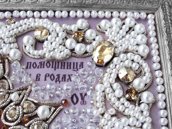 ЖС-16-СШ Набор для вышивания хрустальными камнями Богородица Помощница в родах (шампань)