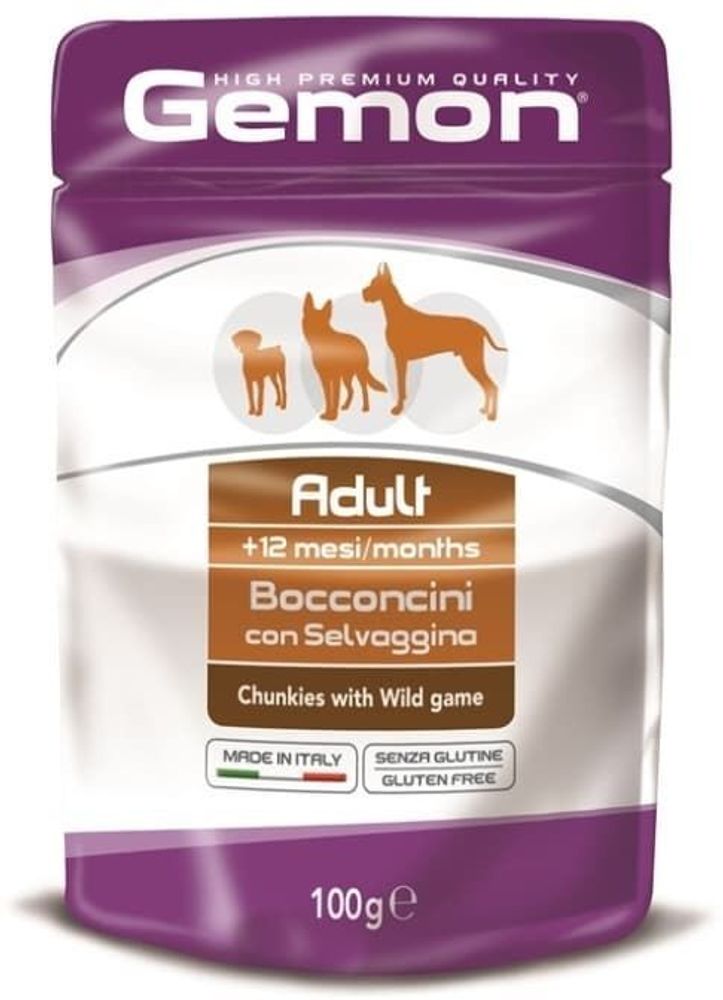Gemon Dog Pouch паучи для собак кусочки дичи 100 г
