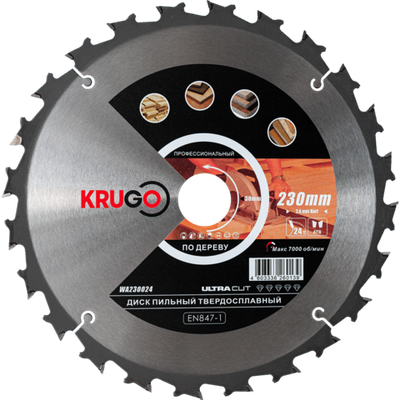 Пильный диск KRUGO 230x2,4/1,6x24Tx30mm, WA230024