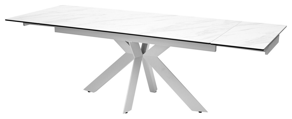 Стол BELLUNO 160 MARBLES KL-99 Белый мрамор матовый, итальянская керамика/ белый каркас, ®DISAUR