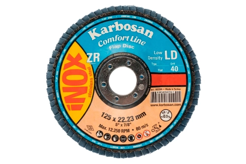 Круг лепестковый КЛТ 125х22 Р40 Karbosan Comfort Line ZR LD Flap Прямой INOX