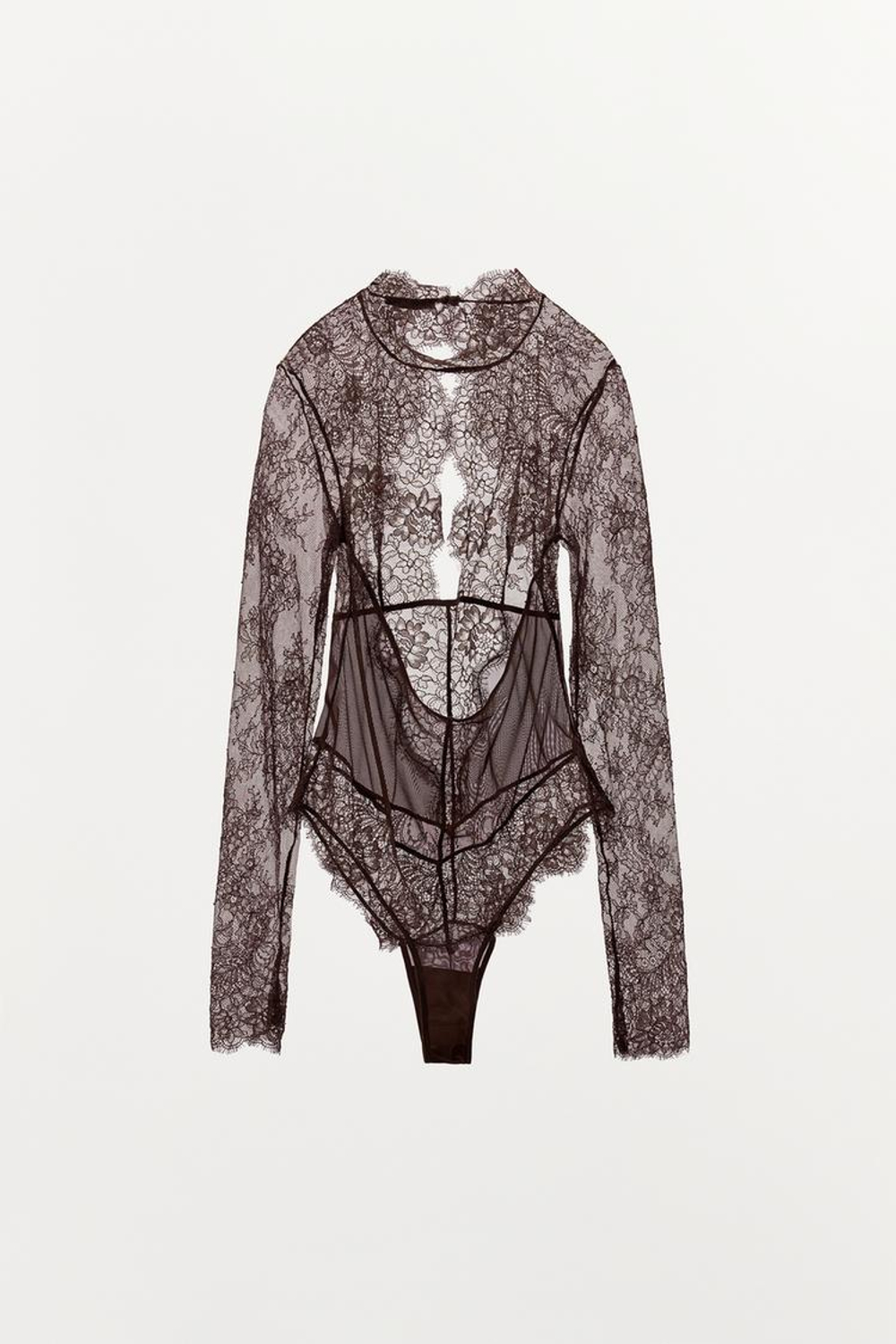 ZARA КОМБИНИРОВАННОЕ БОДИ С КРУЖЕВОМ И ВЫРЕЗОМ СЗАДИ, ГРАНАТОВЫЙ