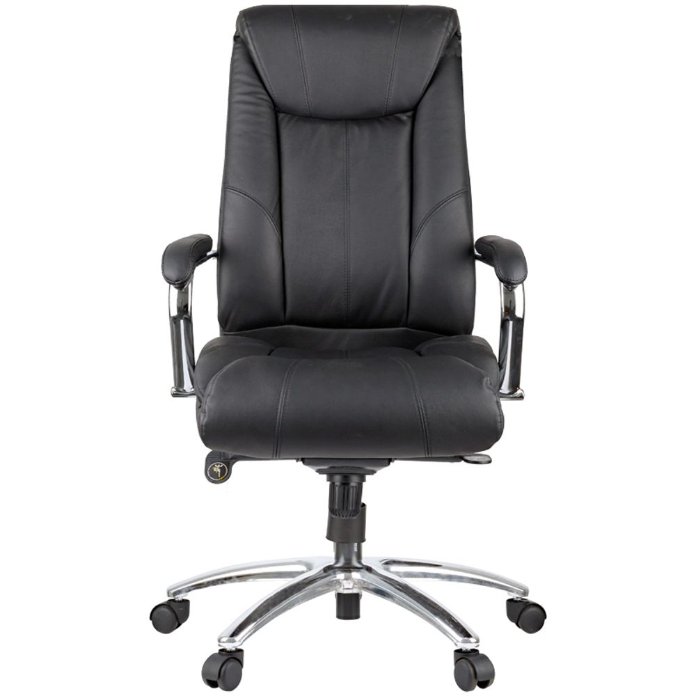 Кресло руководителя Helmi HL-E15 "Convention", кожа черная, мультиблок, хром