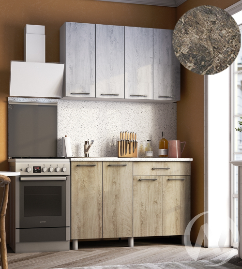 Кухня Одри 1.2м (корпус белый/дуб остин серый; дуб остин бежевый) 38мм королевский опал