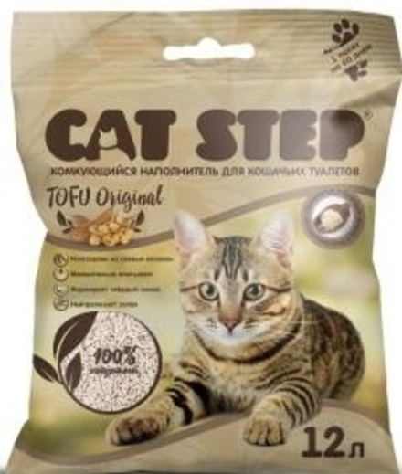 Наполнитель Cat Step 12л Tofu Original комкующийся растительный