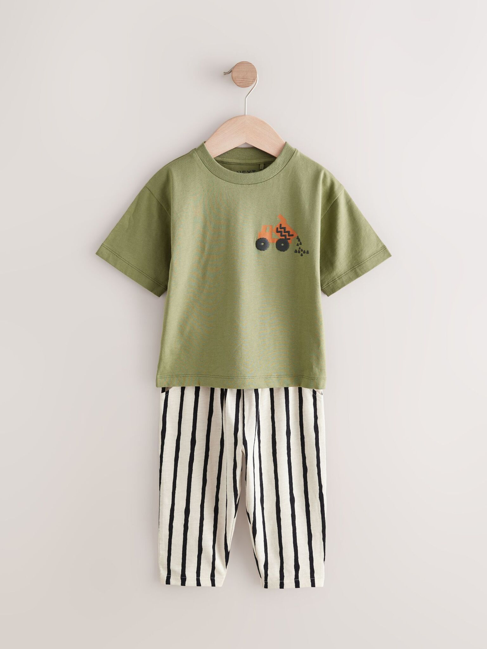 Футболка и брюки в комплекте для мальчика Next E64-977, 3 шт., Бежевый, Белый, Хаки