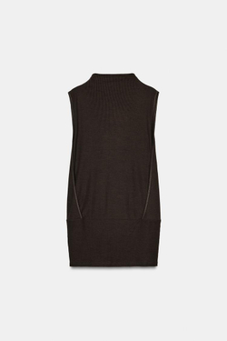 ZARA СВОБОДНЫЙ ТОП С ВОРОТНИКОМ-СТОЙКОЙ, БУТЫЛОЧНО-ЗЕЛЕНЫЙ