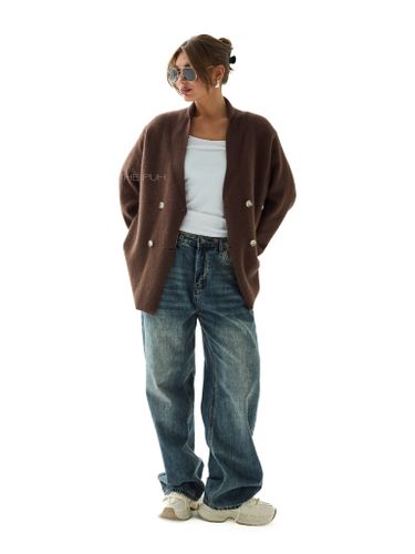 Шоколадный кашемировый кардиган с шалевым воротником