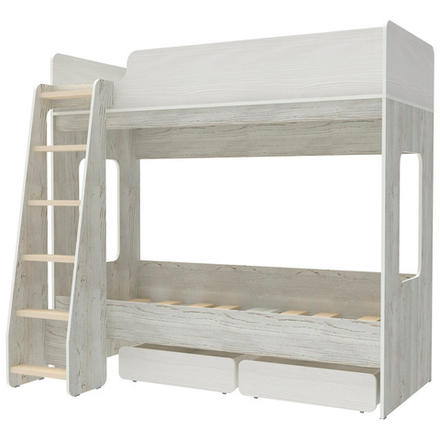 Двухъярусная кровать КарИВи Л-Д601.2 с ящиками 75x175 Винтерберг Белое Дерево