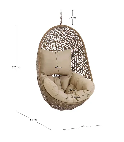 Подвесное кресло Florina бежевое