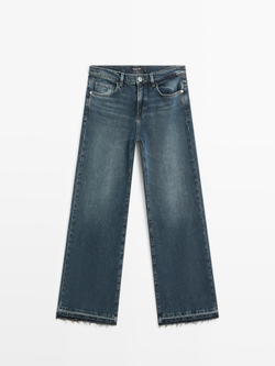 Massimo Dutti Джинсы клеш со средней посадкой, средне-синий