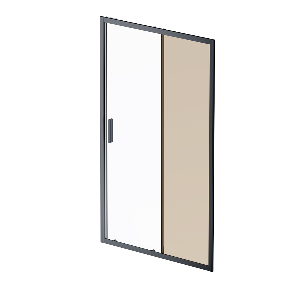 Дверь душевая в нишу AM.PM Gem W90G-120-1-195BBr Стекла прозрачное, бронзовое, профиль черный